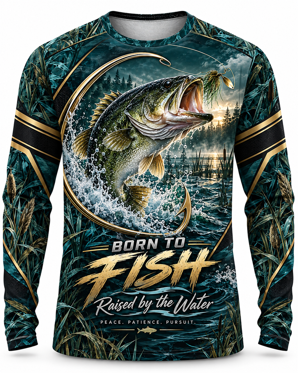Born to Fish Performance Fishing Long Sleeve T-Shirt - UV Protection Long Sleeve
