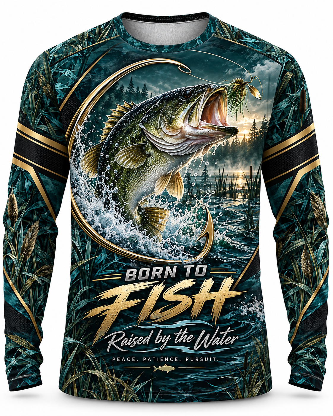 Born to Fish Performance Fishing Long Sleeve T-Shirt - UV Protection Long Sleeve