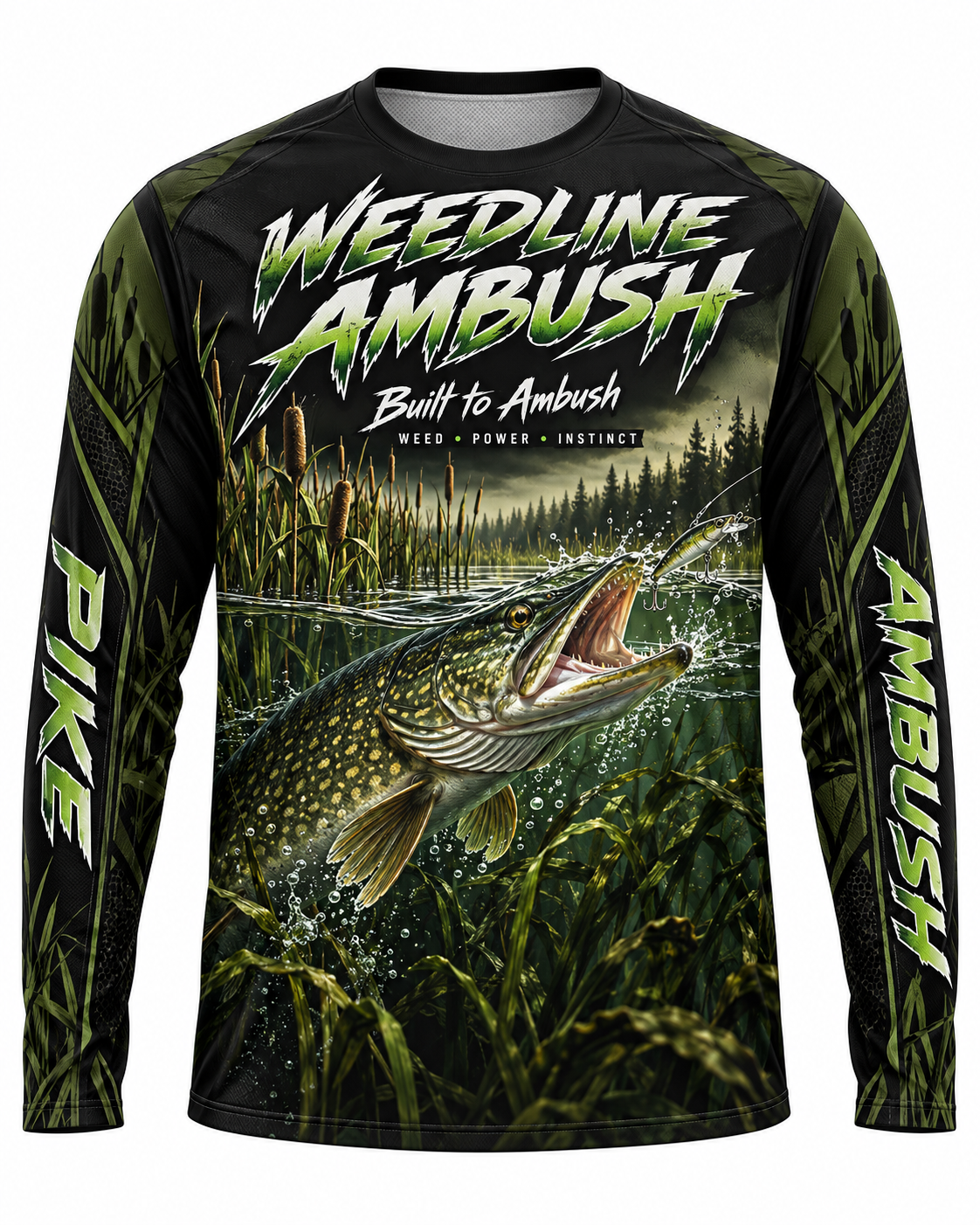 Weedline Ambush Pike Dark Edition Long Sleeve Fishing Shirt