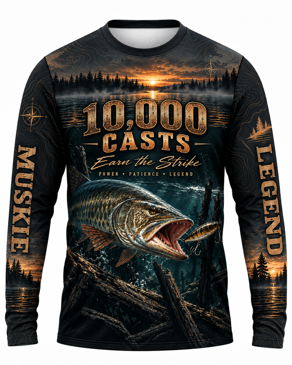 10,000 Casts Earn Long Sleeve Shirt - UV Protection Long Sleeve