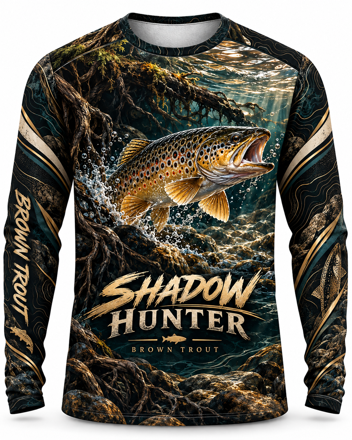 Shadow Hunter Brown Trout Stream Series UV Protection Top Long Sleeve