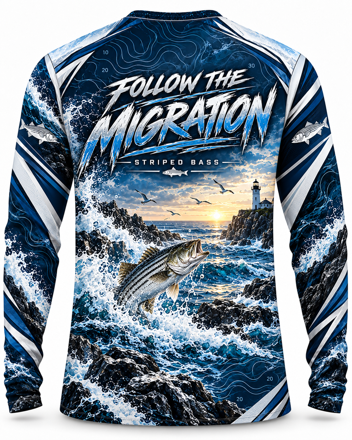 Run The Coast Striped Bass Coastal Series UV Protection Top Long Sleeve