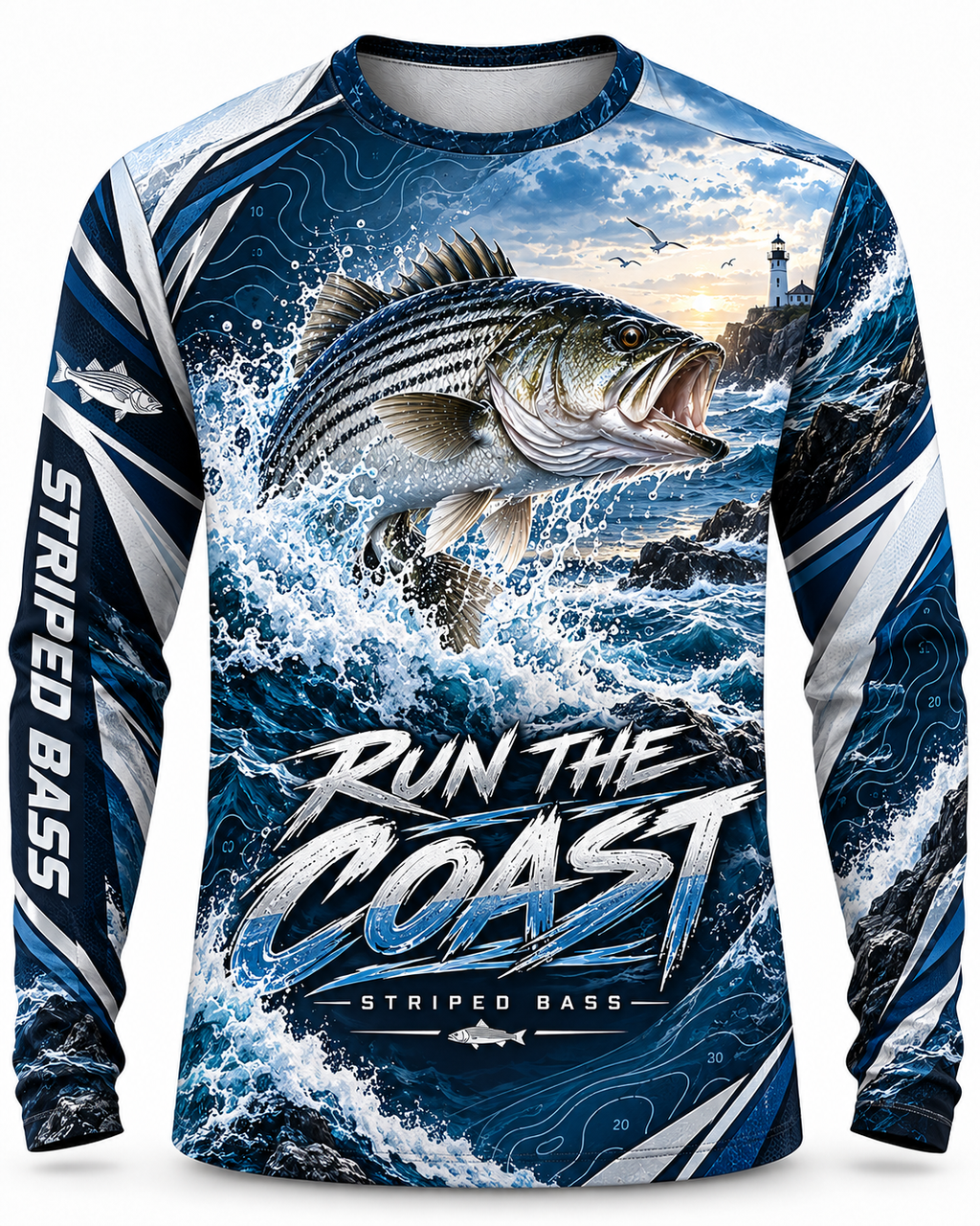 Run The Coast Striped Bass Coastal Series UV Protection Top Long Sleeve