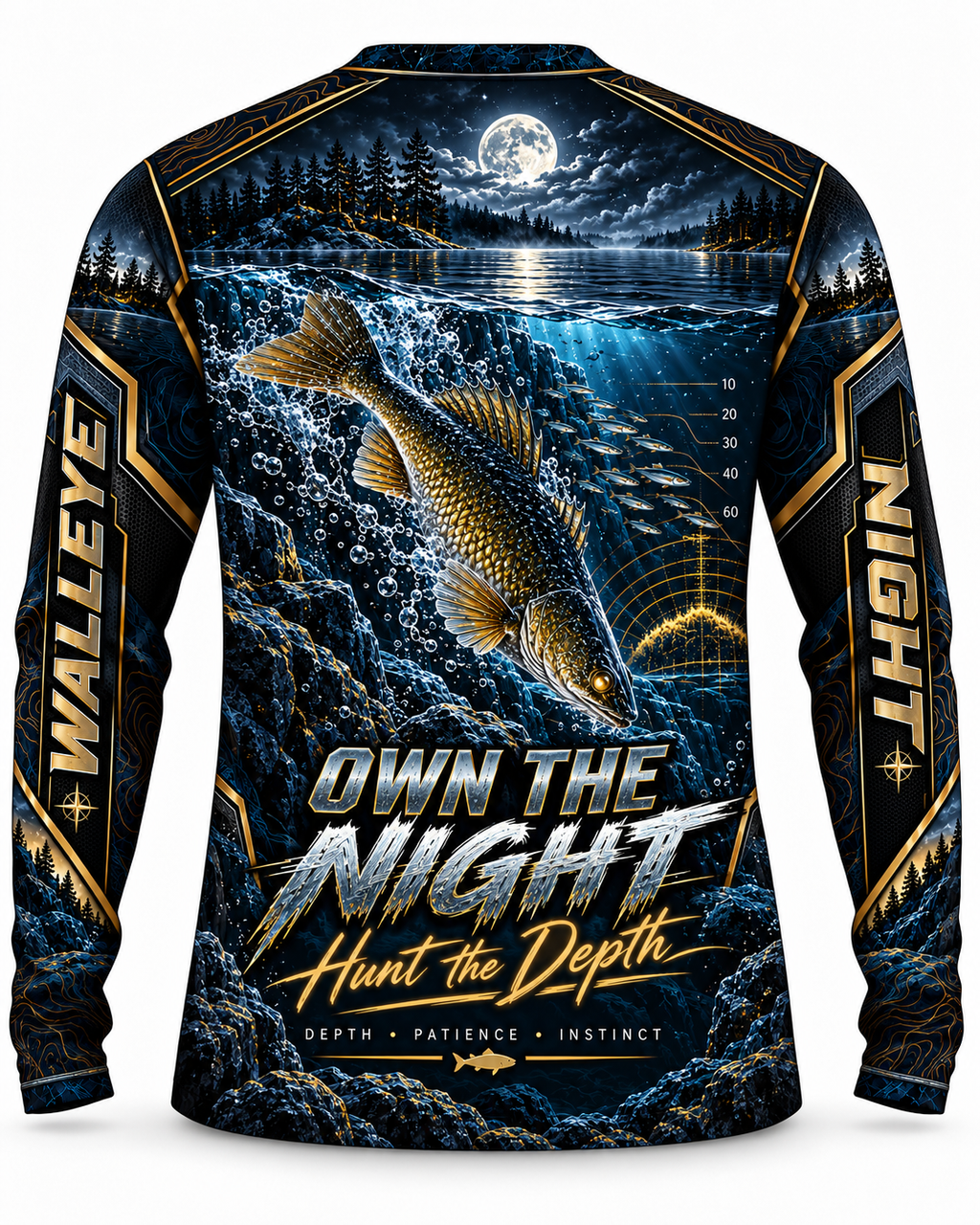 After Dark Walleye Night Fishing Long Sleeve Shirt - UV Protection Long Sleeve