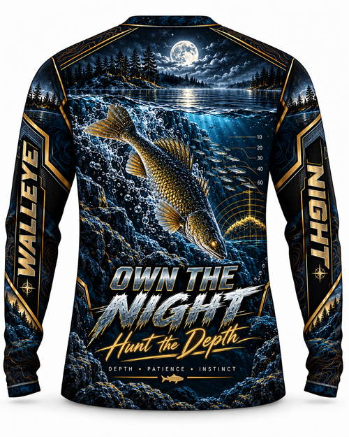 After Dark Walleye Night Fishing Long Sleeve Shirt - UV Protection Long Sleeve