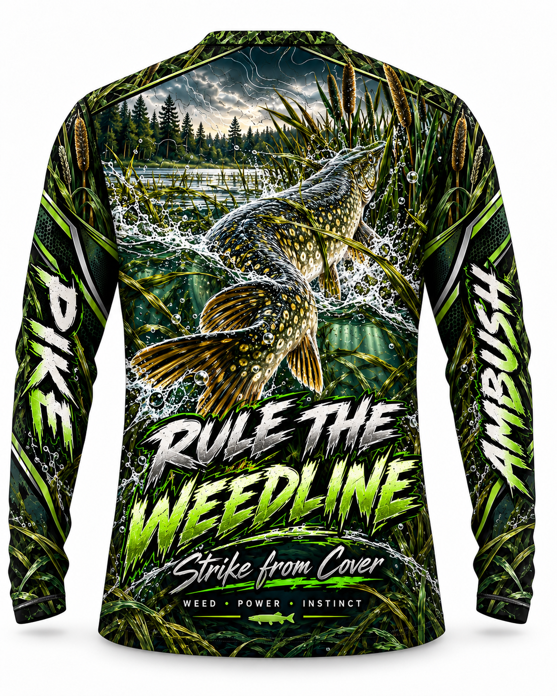 Weedline Ambush Pike Fishing Long Sleeve Shirt - UV Protection Long Sleeve