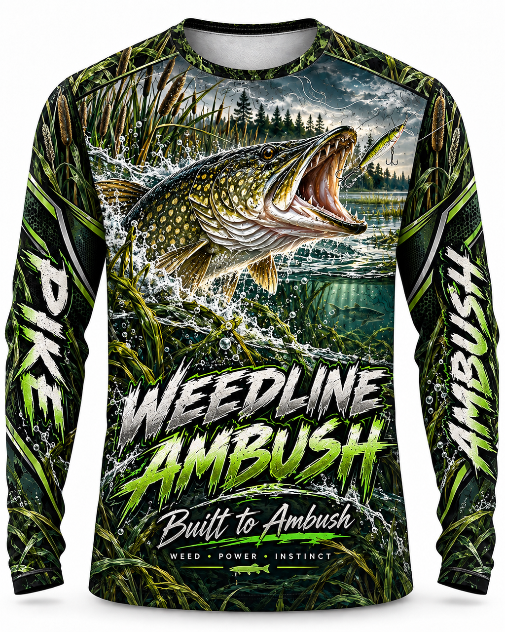 Weedline Ambush Pike Fishing Long Sleeve Shirt - UV Protection Long Sleeve