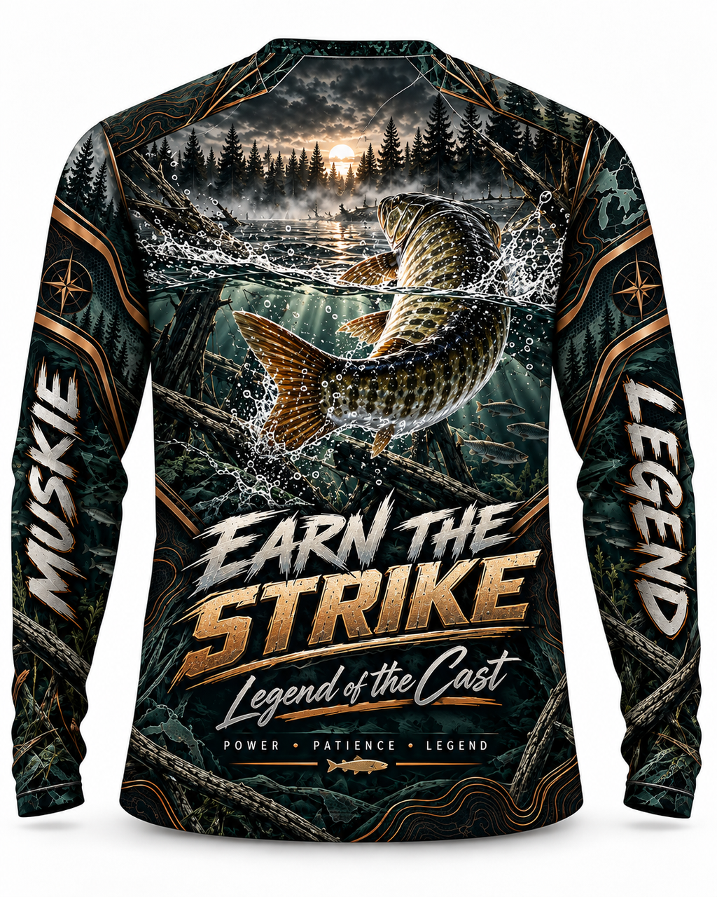 Muskie Legend Fish of 10,000 Casts Long Sleeve Shirt - UV Protection Long Sleeve