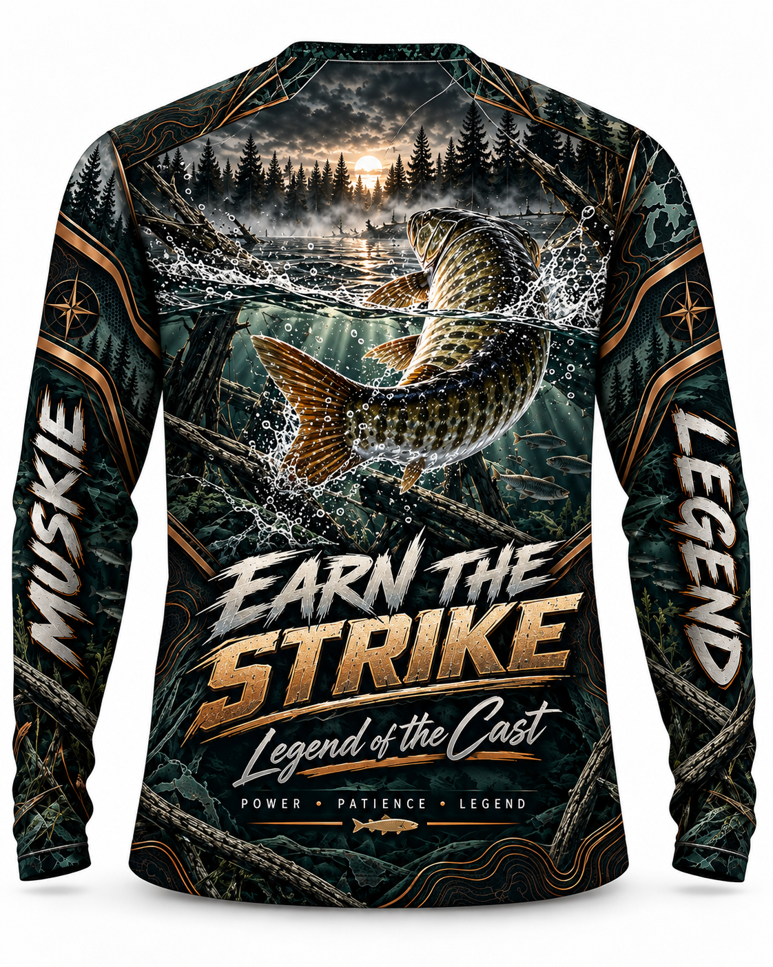 Muskie Legend Fish of 10,000 Casts Long Sleeve Shirt - UV Protection Long Sleeve