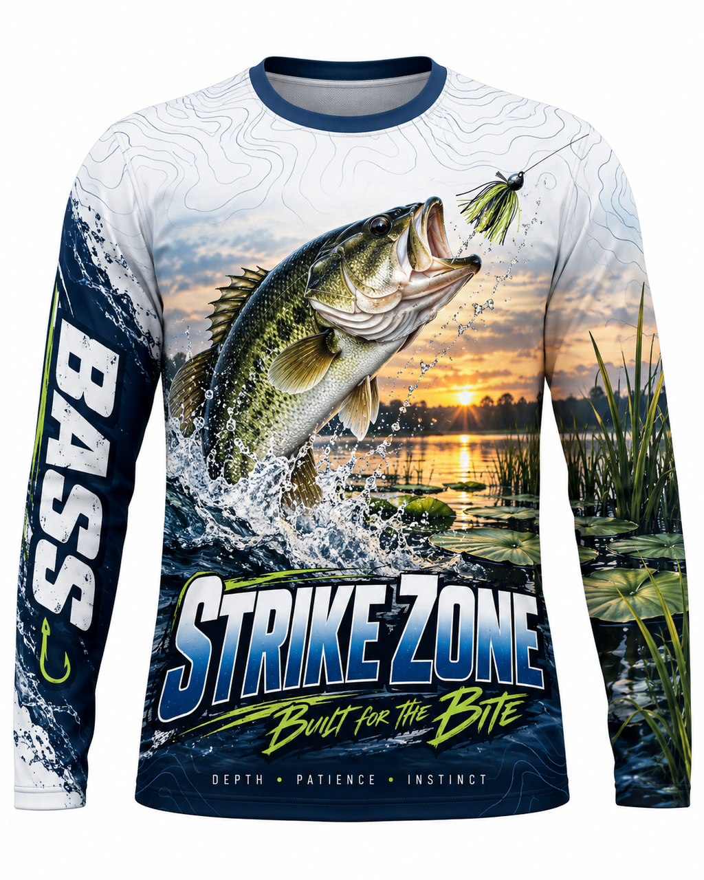 Strike Zone Bass Fishing UV Protection Long Sleeve T-Shirt