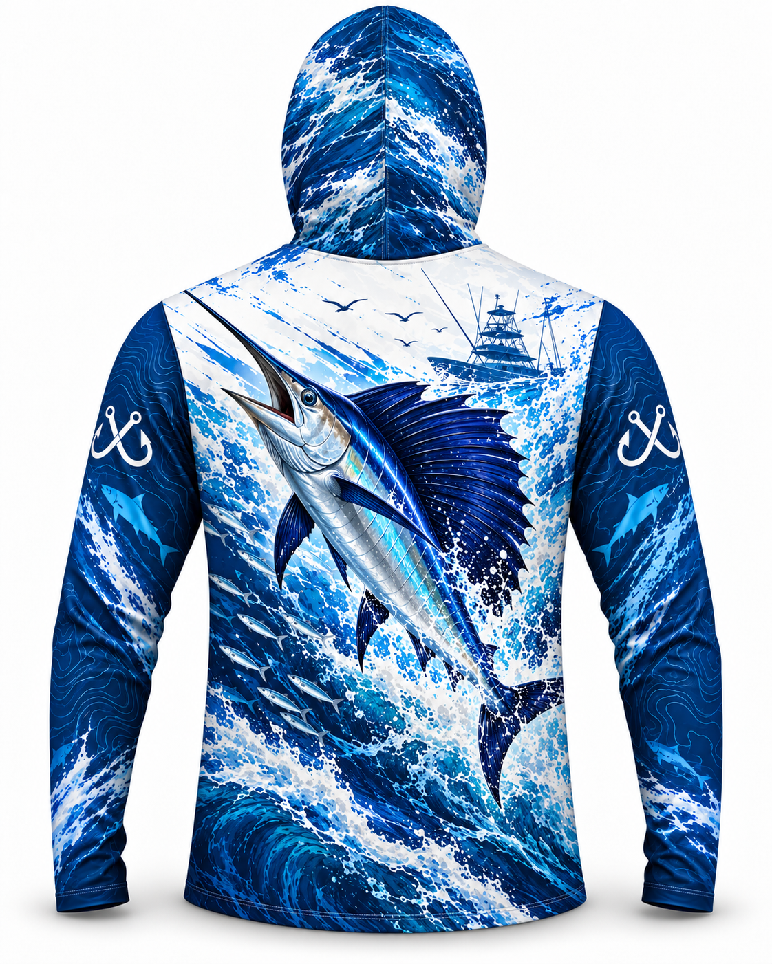 Blue Marlin Deep Sea Splash Master Edition Sun Protection Mask Hoodie