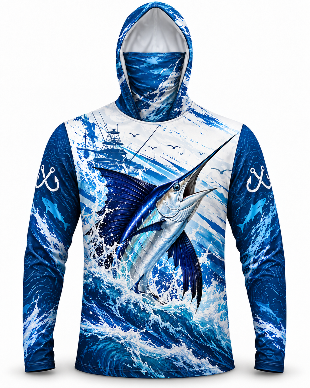 Blue Marlin Deep Sea Splash Master Edition Sun Protection Mask Hoodie