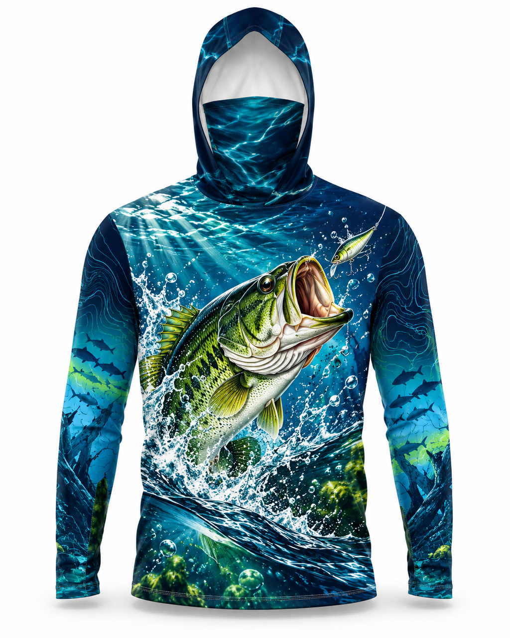Largemouth Bass Freshwater Strike Signature Edition Face Mask Hoodie