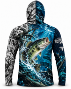 Largemouth Bass Camo Split Division Face Mask Fishing Hoodie