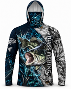 Largemouth Bass Camo Split Division Face Mask Fishing Hoodie