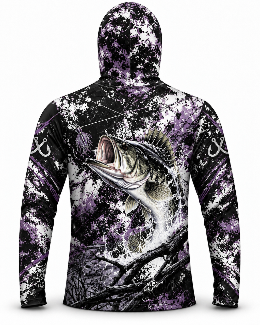 Largemouth Bass Gothic Splash Performance Integrated Hooded Shirt