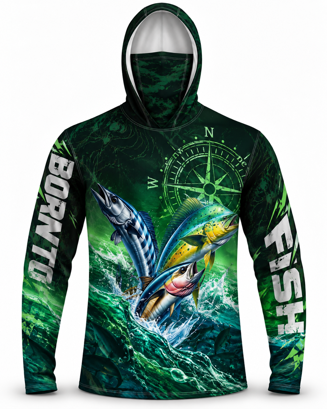 Mahi Mahi And Tuna Ocean Adventure Sun Protection Mask Shirt
