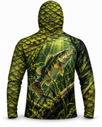 Bass Fishing Mossy Aquatic Habitat UV Protection Hoodie