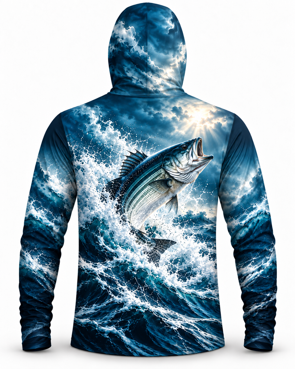 Largemouth Bass Ocean Storm Leap Performance Mask Hoodie