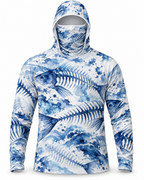 Blue Watercolor Fish Skeleton Artistic Performance Mask Hoodie