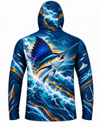 Sailfish Blue Wave UV Protection Sun Mask Hoodie Long Sleeve Top