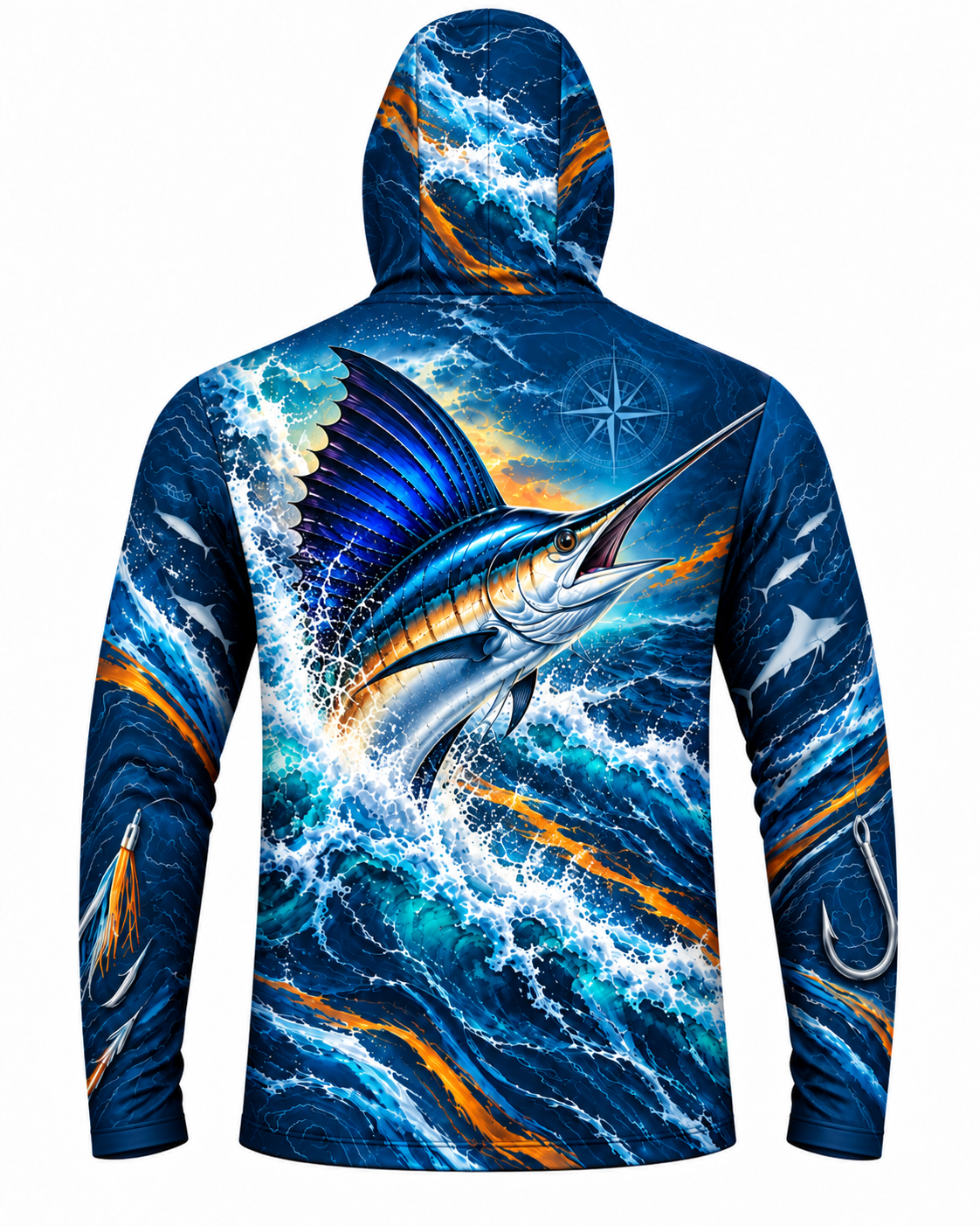 Sailfish Blue Wave UV Protection Sun Mask Hoodie Long Sleeve Top