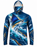 Sailfish Blue Wave UV Protection Sun Mask Hoodie Long Sleeve Top
